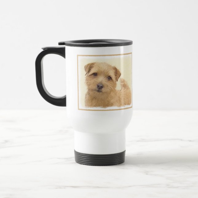 Norfolk Terrier Painting - Original Hund Art Resemugg (Vänster)