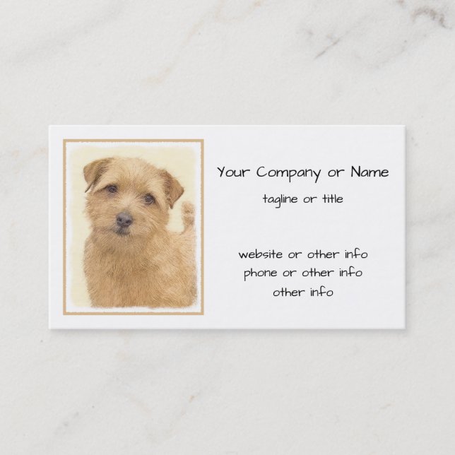 Norfolk Terrier Painting - Original Hund Art Visitkort (Framsida)
