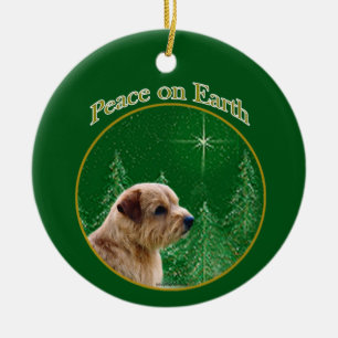 Norfolk Terrier Peace Julgransprydnad Keramik