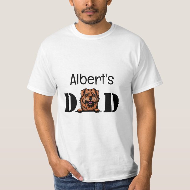 Norfolk Terrier Peeking Personlig Pappa T-Shirt (Framsida)