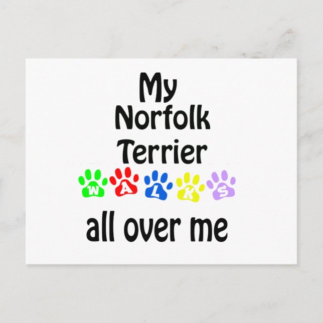 Norfolk Terrier Walks Design Vykort (Framsida)