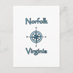 Norfolk Virginia Compass Ro Logotyp Vykort