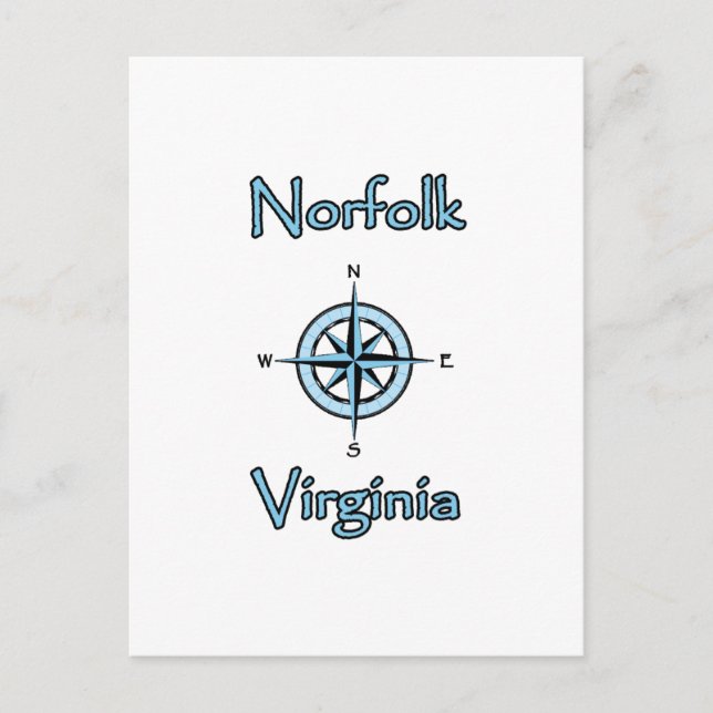 Norfolk Virginia Compass Ro Logotyp Vykort (Framsida)