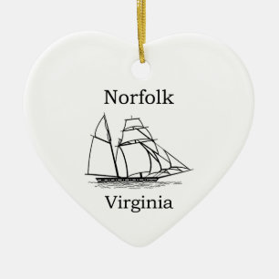 Norfolk Virginia högväxt fraktlogotyp Julgransprydnad Keramik