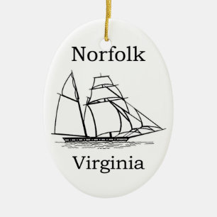 Norfolk Virginia högväxt fraktlogotyp Julgransprydnad Keramik