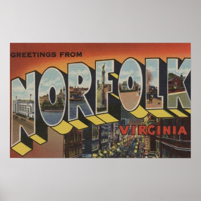 Norfolk, Virginia - Large Brev Scenes Poster (Framsidan)