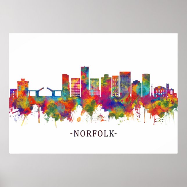 Norfolk Virginia Skyline Poster (Framsidan)