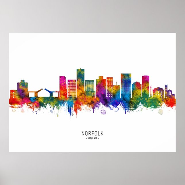 Norfolk Virginia Skyline Poster (Framsidan)