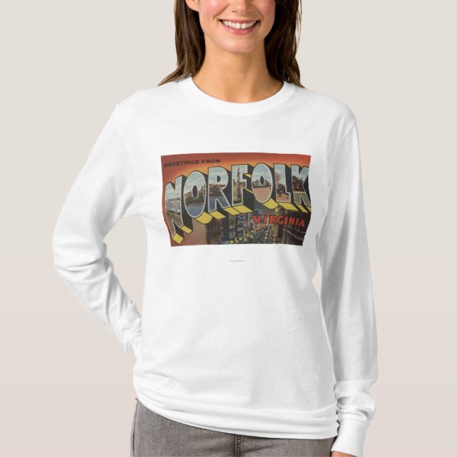 Norfolk Virginia - stora brevplatser T-shirt (Framsida)