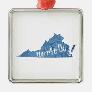 Norfolk Virginia Trästruktur Julgransprydnad Metall