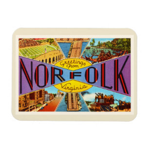 Norfolk Virginia VA gammal vintage resorVykort Magnet
