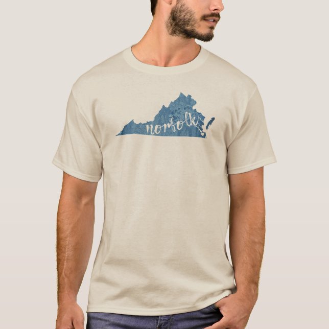 Norfolk Virginia Wood Grain T Shirt (Framsida)