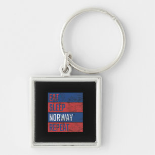Norge - Ät Sova Norge Upprepa  Fyrkantig Silverfärgad Nyckelring