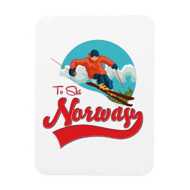 Norge att åka skidor logotyp. magnet (Vertikal)