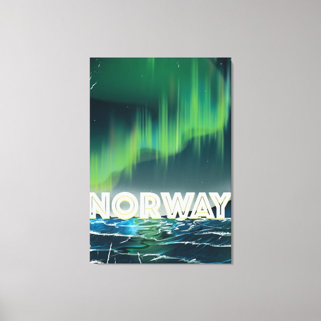 Norge Aurora Norrsken Resa Affisch Canvastryck (Framsida)