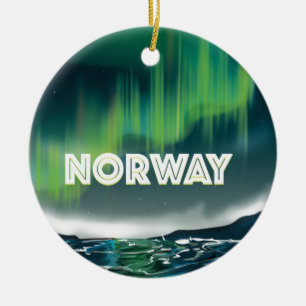 Norge Aurora Norrsken Resa Affisch Julgransprydnad Keramik