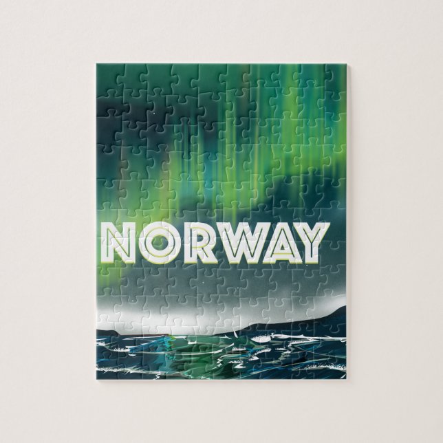 Norge Aurora Norrsken Resa Affisch Pussel (Vertikal)