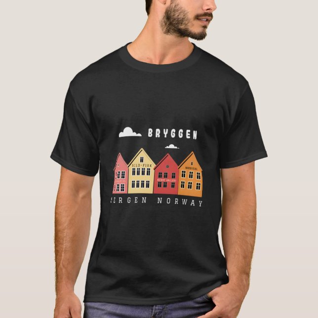 Norge Bergen Bryggen Xo4U Original T Shirt (Framsida)