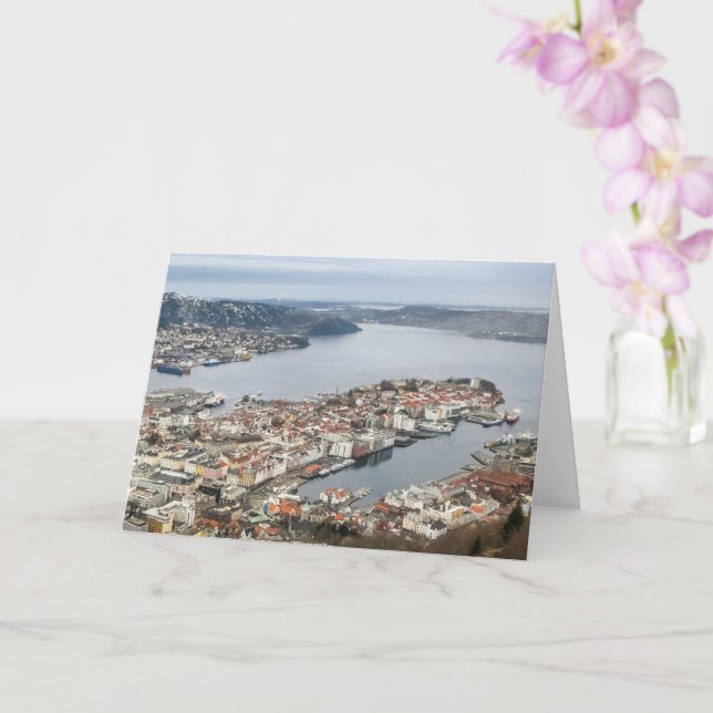 Norge Bergen City View Kort (Orkide)