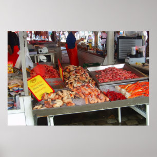 Norge, Bergen, fiskmarknaden på vattenfronten Poster