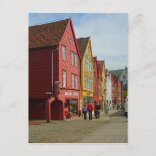 Norge, Bergen,målade hus på vattenfronten Vykort