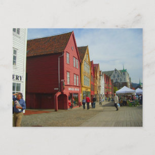 Norge, Bergen, målade hus Vykort