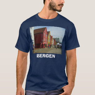 Norge Bergen, traditionella målade byggnader Tee