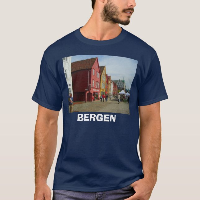 Norge Bergen, traditionella målade byggnader Tee (Framsida)