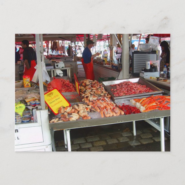 Norge, Bergens fiskmarknad Vykort (Framsida)