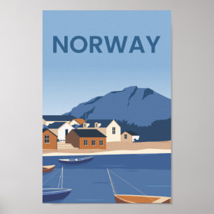 Norge Berömd Travel Ställe Illustration Poster