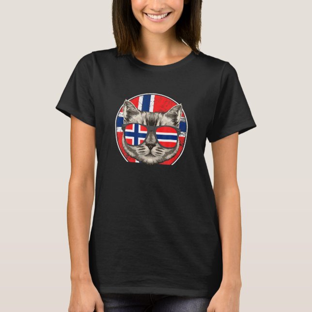 Norge Cat Norge Norska T Shirt (Framsida)