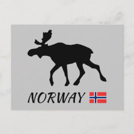 Norge Elk och Flagga Vykort
