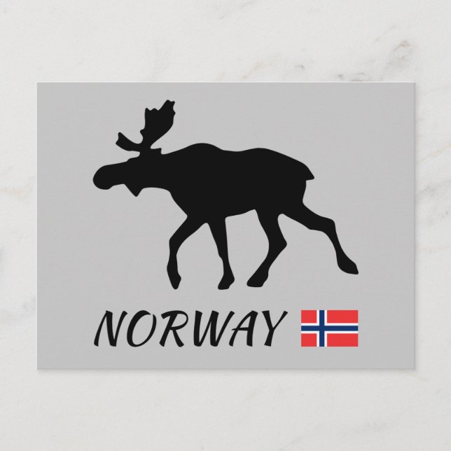 Norge Elk och Flagga Vykort (Framsida)