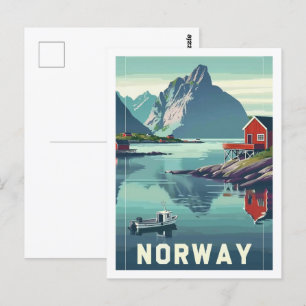 Norge Europe Vintage Berömd Travel Ställe Vykort