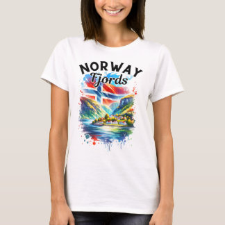 Norge Fjords Kryssning Norsk Flagga Skandinavien M T Shirt