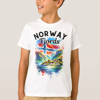 Norge Fjords Kryssning Norsk Flagga Skandinavien M T Shirt