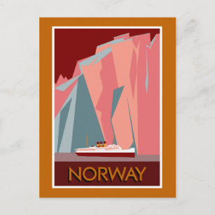 Norge fjords retro vintage stil resa vykort