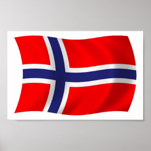 Norge Flagga Affisch Tryck