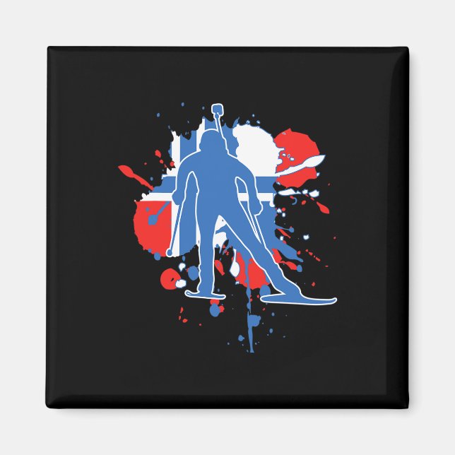 Norge Flagga Biathlonist - Norsk batlon Magnet (Framsidan)