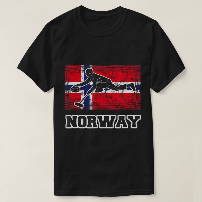 Norge Flagga Curling T Shirt (Design framsida)