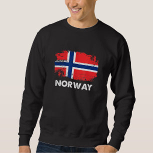 Norge Flagga Design Norsk Flagga Lång Ärmad Tröja