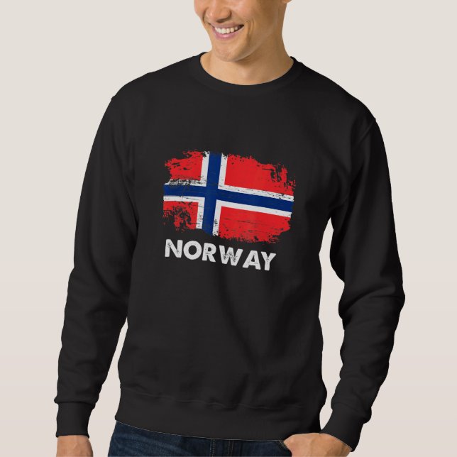 Norge Flagga Design Norsk Flagga Lång Ärmad Tröja (Framsida)