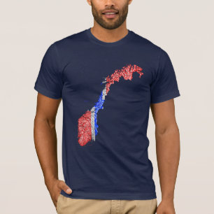 Norge Flagga Färg Kart T-Shirt