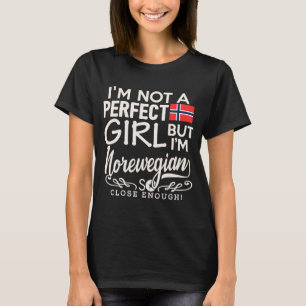 Norge Flagga Girl Norskt Pride Souvenir Women T Shirt