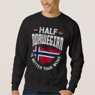 Norge Flagga Halvt Norsk Er Bättre Än Inget Roligt Lång Ärmad Tröja