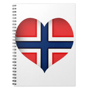 Norge Flagga Heart Anteckningsbok Med Spiral