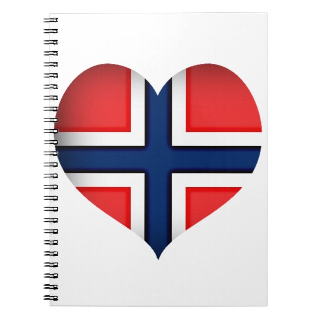 Norge Flagga Heart Anteckningsbok Med Spiral (Framsidan)