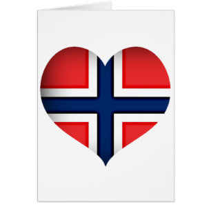 Norge Flagga Heart Hälsningskort