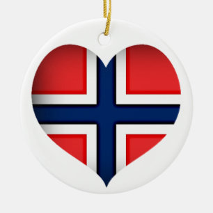 Norge Flagga Heart Julgransprydnad Keramik