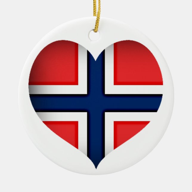 Norge Flagga Heart Julgransprydnad Keramik (Framsidan)